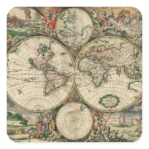 Gerard Van Schagen's Map of the World, 1689 Stickers