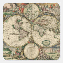 Gerard Van Schagen's Map of the World, 1689 Stickers