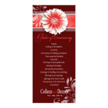 Gerber Daisy Scroll 1 Wedding Program red Custom Announcement