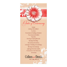 Gerber Daisy Scroll 1 Wedding Program red sand Invites