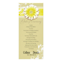 Gerber Daisy Scroll 1 Wedding Program yellow Custom Invitations