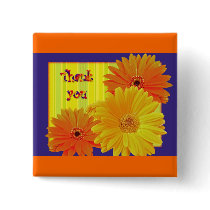 Gerbera Daisy (Gerbera hybrida) - Yellow Pinback Button