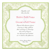 Gerbera Daisy Pink Green Quatrefoil Wedding Invite