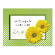 Gerbera Daisy Recipe Card for the Bride to Be Post Card