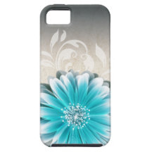 Gerbera Daisy Scroll 1 | teal oatmeal iPhone 5 Cover