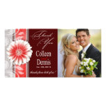 Gerbera Daisy Scroll 1 Thank You red burgundy Picture Card