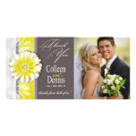 Gerbera Daisy Scroll 1 Thank You yellow chalkboard Personalized Photo Card