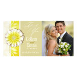 Gerbera Daisy Scroll 1 Thank You yellow taupe Photo Card Template