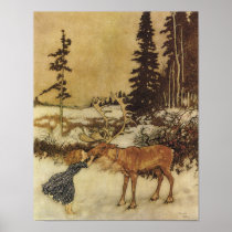 Gerda and the Reindeer from Snow Queen Tale Poster