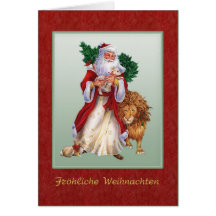 German Christmas - St.Nicolas, lion, rabbit Card