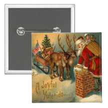 German Santa Christmas Button