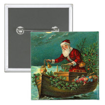German Santa Christmas Button