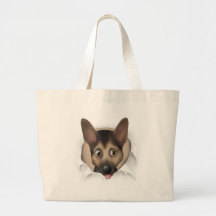 German Shepherd Busting Out Bags