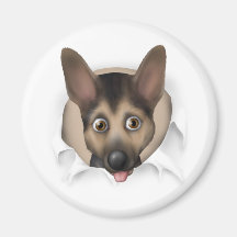 German Shepherd Busting Out Refrigerator Magnet