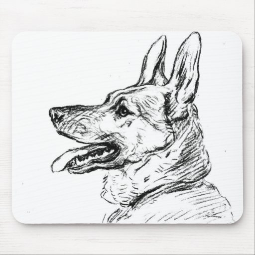 German Shepherd  Charcoal Drawing Desie Mouse Pad