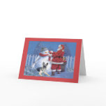 German Shepherd Christmas Card Santa Snowman