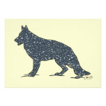 German Shepherd Dog + Blue Hearts Flat Note Cards Personalized Invites