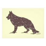 German Shepherd Dog + Brown Hearts Flat Note Cards Personalized Invite