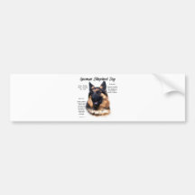 German Shepherd Dog (longhair) History Design Bumper Stickers