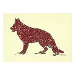 German Shepherd Dog + Red Hearts Flat Note Cards Announcements