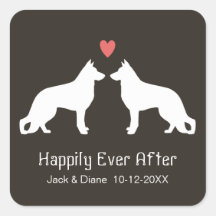 German Shepherd Dog Silhouettes with Custom Text Sticker