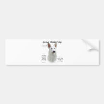 German Shepherd Dog (wht) History Design Bumper Stickers