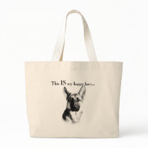 German Shepherd Happy Face Tote Bags