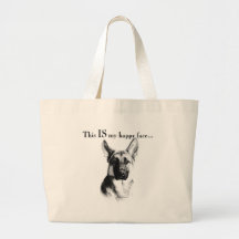 German Shepherd Happy Face Tote Bags