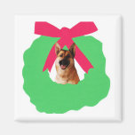 German Shepherd Holiday Christmas Wreath Magnets