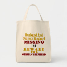 German Shepherd & Husband Missing Reward For Germa Canvas Bag