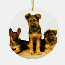 German Shepherd puppies ornament