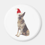 German Shepherd Santa Hat Refrigerator Magnet