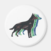 German Shepherd Silhouette Refrigerator Magnets