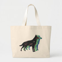 German Shepherd Silhouette Tote Bags