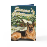 German Shepherd Snow Cabin Christmas Cards