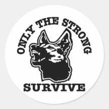 German Shepherd Strong Survive Round Sticker