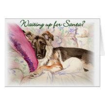 German Shepherd "Waiting Up For Santa" Card