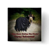 German Shepherd Witch Dog Pinback Buttons