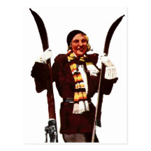German Ski Bunny Post Cards