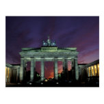Germany, Berlin. Brandenburg Gate at night. Postcard