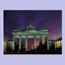 Germany, Berlin. Brandenburg Gate at night. postcards