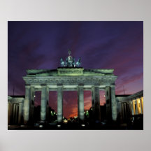 Germany, Berlin. Brandenburg Gate at night. Posters