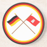 Germany & Hamburg Crossed Flags Drink Coaster