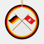 Germany & Hamburg Crossed Flags Christmas Ornaments