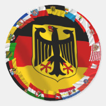 Germany & its Laender Waving Flags Round Sticker