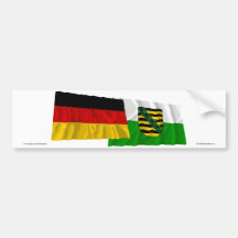 Germany & Sachsen Waving Flags Bumper Sticker