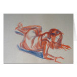 Gestural impressionist painting of woman in dress card
