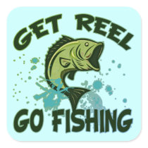 Get Reel Go Fishing Square Sticker