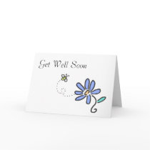 Get Well Soon - Bumble Bee and Blue Flower Cards