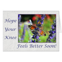 Get Well Soon Knee Butterfly Floral Greeting Cards